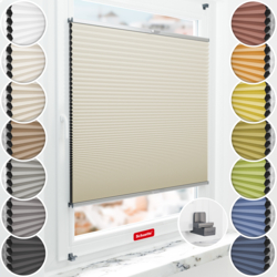 Schuette® Wabenplissee ohne Bohren nach Maß • Suprafix Klemmhalter "X" • Honey Kollektion: Belgian Waffle (Creme) • Profilfarbe: Silber