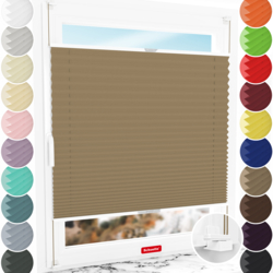 Schuette® Plissee ohne Bohren nach Maß • Suprafix Klemmhalter "X" • Thermo Kollektion: Mocha Dream (Hellbraun) • Profilfarbe: Silber