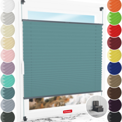 Schuette® Plissee ohne Bohren nach Maß • Suprafix Klemmhalter "X" • Thermo Kollektion: Teal Aura (Türkis) • Profilfarbe: Anthrazit