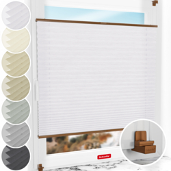 Schuette® Plissee ohne Bohren nach Maß • Suprafix Klemmhalter "X" • Dolomite Kollektion: Cold Morning (Grau) • Profilfarbe: Eiche