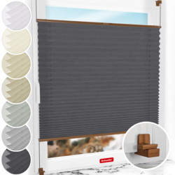Schuette made-to-measure pleated window blind fitted without drilling