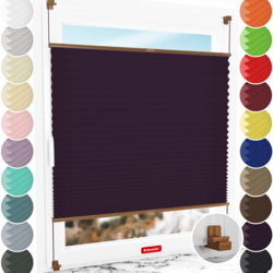 Schuette® Plissee ohne Bohren nach Maß • Suprafix Klemmhalter "X" • Premium Kollektion: Midnight Muse (Violet) • Profilfarbe: Eiche
