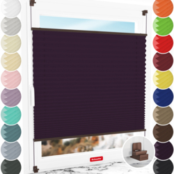 Schuette® Plissee ohne Bohren nach Maß • Suprafix Klemmhalter "X" • Thermo Kollektion: Violet Paradise (Violett) • Profilfarbe: Walnuss