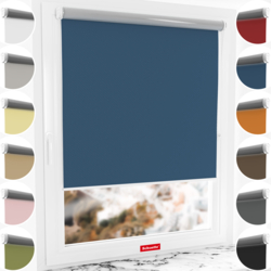 Schuette® Verdunkelungsrollo ohne Bohren & mit Bohren 2in1 nach Maß ● Kollektion Thermo Blackout: Navy Blue (Blau) ● Profilfarbe: Braun