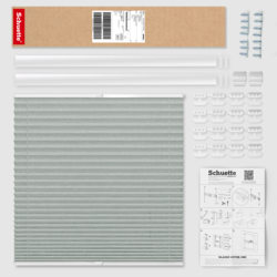 Schuette® Dachfenster Plissee nach Maß • Melange Kollektion: On The Road (Grau) • Profilfarbe: Eiche