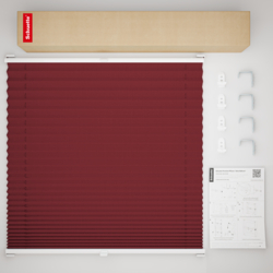 Schuette® Plissee mit Bohren nach Maß • Suprafix "Double 2in1" Schraub- & Klemmhalter • Premium Kollektion: Ruby Riddle (Dunkelrot) • Profilfarbe: Silber