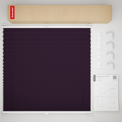 Schuette® Plissee mit Bohren nach Maß • Suprafix "Double 2in1" Schraub- & Klemmhalter • Thermo Kollektion: Violet Paradise (Violett) • Profilfarbe: Walnuss