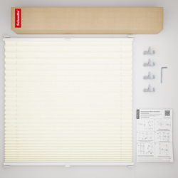 Schuette® Plissee ohne Bohren nach Maß • Suprafix Klemmhalter “Incognito X" • Dolomite Kollektion: Vanilla Sky (Beige) • Profilfarbe: Weiß