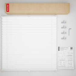 Schuette® Plissee ohne Bohren nach Maß • Suprafix Klemmhalter “Incognito X" • Premium Kollektion: White Day (Weiß) • Profilfarbe: Weiß