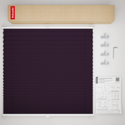 Schuette® Plissee ohne Bohren nach Maß • Suprafix Klemmhalter “Incognito X" • Thermo Kollektion: Violet Paradise (Violett) • Profilfarbe: Walnuss