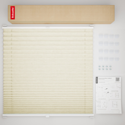 Schuette® Plissee mit Bohren nach Maß • Suprafix Halterungen “Mit Bohren” • Dolomite Kollektion: Wet Stand (Beige) • Profilfarbe: Weiß