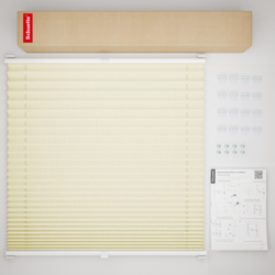 Schuette® Plissee mit Bohren nach Maß • Suprafix Halterungen “Mit Bohren” • Thermo Kollektion: Sandstone (Beige) • Profilfarbe: Weiß
