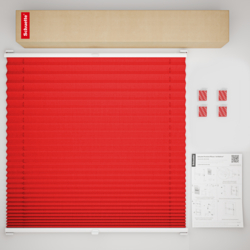 Schuette® Plissee ohne Bohren nach Maß • Suprafix Halterung “Zum Kleben” • Thermo Kollektion: Cherry Charm (Rot) • Profilfarbe: Walnuss