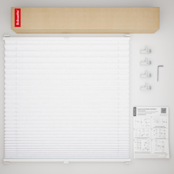 Schuette® Plissee ohne Bohren nach Maß • Suprafix Klemmhalter "X" • Dolomite Kollektion: Cold Morning (Grau) • Profilfarbe: Braun