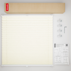 Schuette® Plissee ohne Bohren nach Maß • Suprafix Klemmhalter "X" • Dolomite Kollektion: Vanilla Sky (Beige) • Profilfarbe: Anthrazit