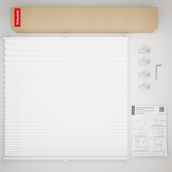 Schuette® Plissee ohne Bohren nach Maß • Suprafix Klemmhalter "X" • Premium Kollektion: White Day (Weiß) • Profilfarbe: Eiche