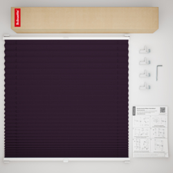 Schuette® Plissee ohne Bohren nach Maß • Suprafix Klemmhalter "X" • Thermo Kollektion: Violet Paradise (Violett) • Profilfarbe: Walnuss
