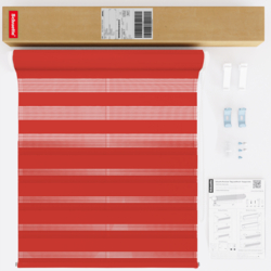 Schuette® Tag und Nacht Rollo ohne Bohren & mit Bohren 2in1 nach Maß • Doppelrollo Kollektion: Red Rose (Rot) • Profilfarbe: Schwarz