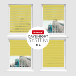 Doppelrollo verspannt am Fenster