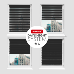 Doppelrollo verspannt am Fenster