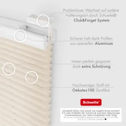 Schuette® Plissee ohne Bohren nach Maß • Suprafix Klemmhalter “Incognito X" • Dolomite Kollektion: Wet Stand (Beige) • Profilfarbe: Weiß