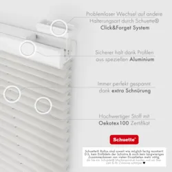 Schuette® Plissee ohne Bohren nach Maß • Suprafix Halterung “Zum Kleben” • Premium Kollektion: A Way Home (Silber) • Profilfarbe: Anthrazit