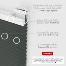 Schuette® Dachfenster Plissee nach Maß • Premium Kollektion: Rocky Mountain (Graphit) • Profilfarbe: Weiß