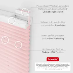 Schuette® Dachfenster Plissee nach Maß • Premium Kollektion: Powdered Rose (Rosa) • Profilfarbe: Weiß