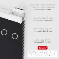 Schuette® Dachfenster Plissee nach Maß • Thermo Kollektion: Dark Night (Schwarz) • Profilfarbe: Weiß
