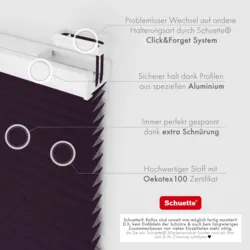 Schuette® Plissee ohne Bohren nach Maß • Suprafix Klemmhalter “Incognito X" • Thermo Kollektion: Violet Paradise (Violett) • Profilfarbe: Weiß