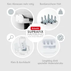 Schuette® Plissee mit Bohren nach Maß • Suprafix Halterungen “Mit Bohren” • Thermo Kollektion: White Day (Weiß) • Profilfarbe: Weiß