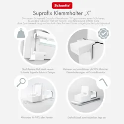 Schuette® Plissee ohne Bohren nach Maß • Suprafix Klemmhalter "X" • Premium Kollektion: White Day (Weiß) • Profilfarbe: Weiß