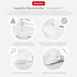 Schuette® Plissee ohne Bohren nach Maß • Suprafix Klemmhalter “Incognito X" • Thermo Kollektion: White Day (Weiß) • Profilfarbe: Weiß
