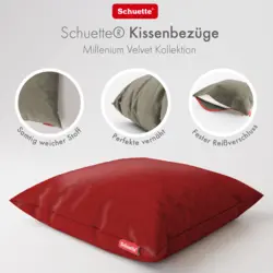 Schuette® Dekorativer Kissenbezug aus Samt mit verdecktem Reißverschluss • Millenium Velvet Kollektion: Sangria (Red) • Knitterfrei • Kuschelweich