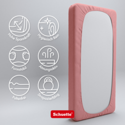Schuette® Topper Spannbettlaken • 90 x 200 • Wow! Kollektion: Pink Fiction (Altrosa) • 100% Superfluff Baumwolle, Blickdicht, Faltenfrei • mit Rundumgummi • Matratzenhöhe bis 10 cm