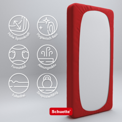 Schuette® Topper Spannbettlaken • 100 x 200 • Wow! Kollektion: Red-volution (Weinrot) • 100% Superfluff Baumwolle, Blickdicht, Faltenfrei • mit Rundumgummi • Matratzenhöhe bis 10 cm