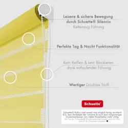 Schuette® Rollo ohne Bohren & mit Bohren 2in1 • Nacht Doppelrollo Kollektion: Sour Lime (Gelb) • Profilfarbe: Weiß
