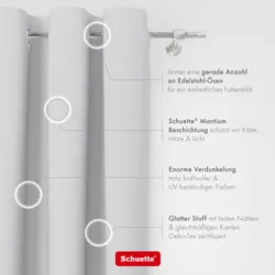 Schuette® Verdunkelungs-Vorhang Gardine mit Ösen nach Maß ● Century Black Kollektion: Misty White (Weiß-Grau) ● 1 Stück ● Knitterfrei Pflegeleicht Thermo Blickdicht & stark Abdunkelnd