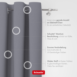 Schuette® Verdunkelungs-Vorhang Gardine mit Ösen nach Maß ● Century Black Kollektion: Misty Harbor (Grau) ● 1 Stück ● Knitterfrei Pflegeleicht Thermo Blickdicht & stark Abdunkelnd