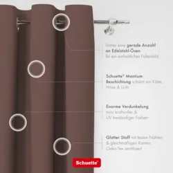 Schuette® Verdunkelungs-Vorhang Gardine mit Ösen nach Maß ● Century Black Kollektion: Deep Walnut (Braun) ● 1 Stück ● Knitterfrei Pflegeleicht Thermo Blickdicht & stark Abdunkelnd