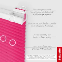 Schuette® Plissee mit Bohren nach Maß • Suprafix Halterungen “Mit Bohren” • Premium Kollektion: Queen Flower (Pink) • Profilfarbe: Anthrazit
