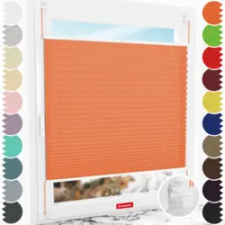Schuette® Pleated Blind Made to Measure without Drilling • Premium Collection: Sunset (Orange) • Profile Color: White
