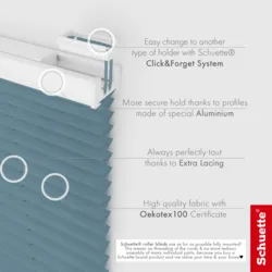 Schuette® Plissee ohne Bohren nach Maß • Suprafix Klemmhalter “Incognito X" • Melange Kollektion: After Rain (Blau) • Profilfarbe: Weiß