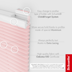 Schuette® Plissee ohne Bohren nach Maß • Suprafix Klemmhalter “Incognito X" • Thermo Kollektion: Rosewater (Rosa) • Profilfarbe: Weiß