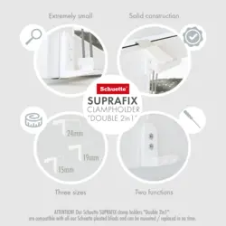 Schuette® Pleated blind without drilling made-to-measure • Suprafix Clamp holder “Double 2in1” • Premium Collection: White Day (White) • Profile color: White