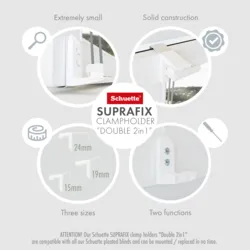 Schuette® Plissee mit Bohren nach Maß • Suprafix "Double 2in1" Schraub- & Klemmhalter • Thermo Kollektion: Before Storm (Grau) • Profilfarbe: Weiß