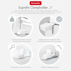 Schuette® Pleated blind without drilling made-to-measure • Suprafix Clamp holder “Screw-on” • Premium Collection: White Day (White) • Profile color: White