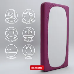 Schuette® Spannbettlaken • 140 x 200 • Wow! Kollektion: Purple Matter (Dunkelviolett) • 100% Superfluff Baumwolle, Blickdicht, Faltenfrei • mit Rundumgummi • Matratzenhöhe bis 20 cm