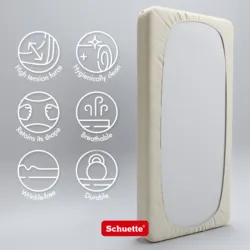 Schuette® Topper Spannbettlaken • 140 x 200 • Wow! Kollektion: Almond Cream (Ecru) • 100% Superfluff Baumwolle, Blickdicht, Faltenfrei • mit Rundumgummi • Matratzenhöhe bis 15 cm