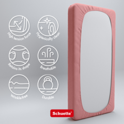 Schuette® Topper Spannbettlaken • 200 x 220 • Wow! Kollektion: Pink Fiction (Altrosa) • 100% Superfluff Baumwolle, Blickdicht, Faltenfrei • mit Rundumgummi • Matratzenhöhe bis 10 cm